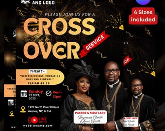 Editable Church Flyer Canva, Watch Night Service New Year Eve Flyer, Church Fellowship Meeting, revival flyer, Church Templates Invitation.