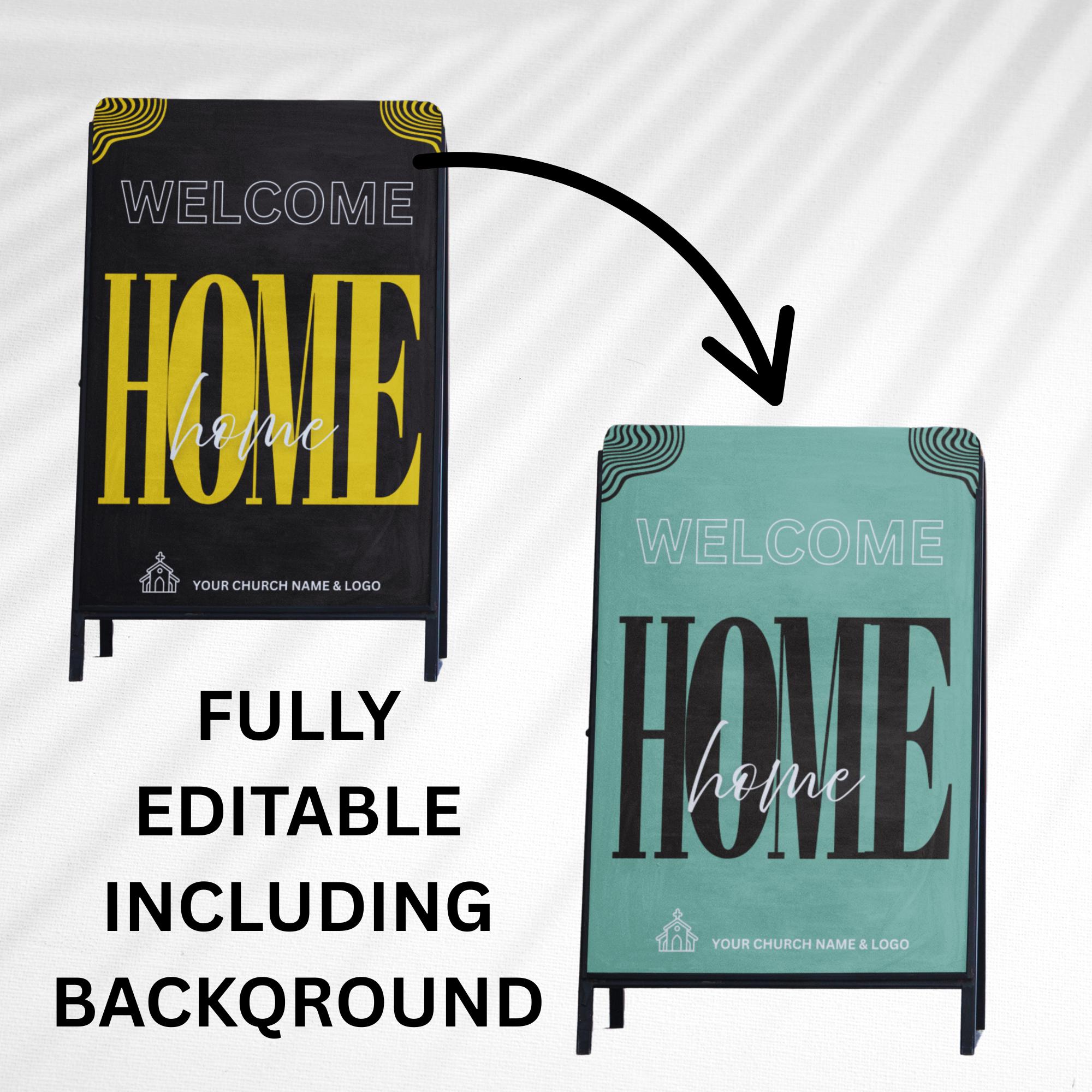 Editable Modern Church A-frame Sign, Welcome Church Sign, Sign With QR ...