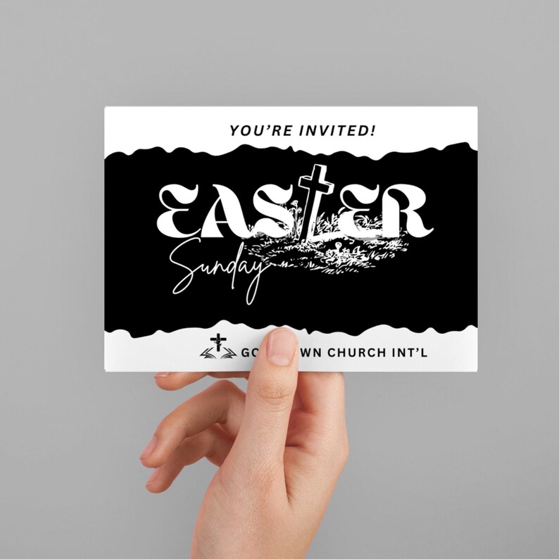 Editable Easter Church Service Postcard, Modern Easter Church Invite ...
