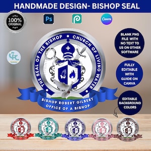 Editable The Seal Of a Bishop, Church Seal for Overseer,  Bishop Crest Logo, Church Steeple Logo, Ministry Logo, Bishop Logo, Canva Logo Png
