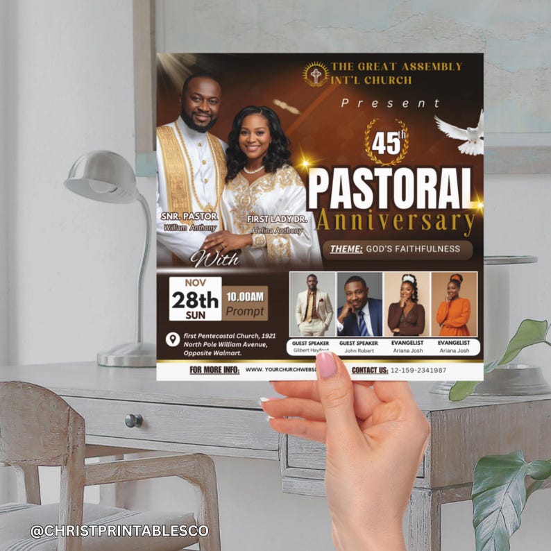 Modelo de Flyer para Aniversário Pastoral - Flyer Marrom para ...