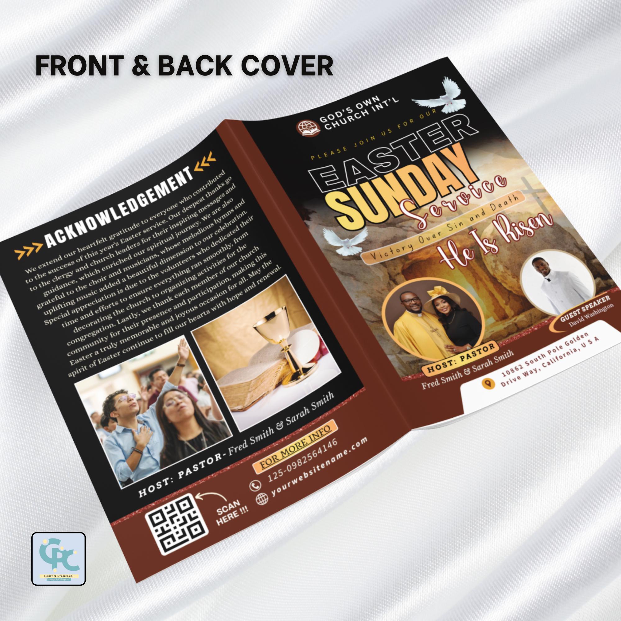 4 Pages Easter Church Program - Editable Resurrection Sunday Program ...