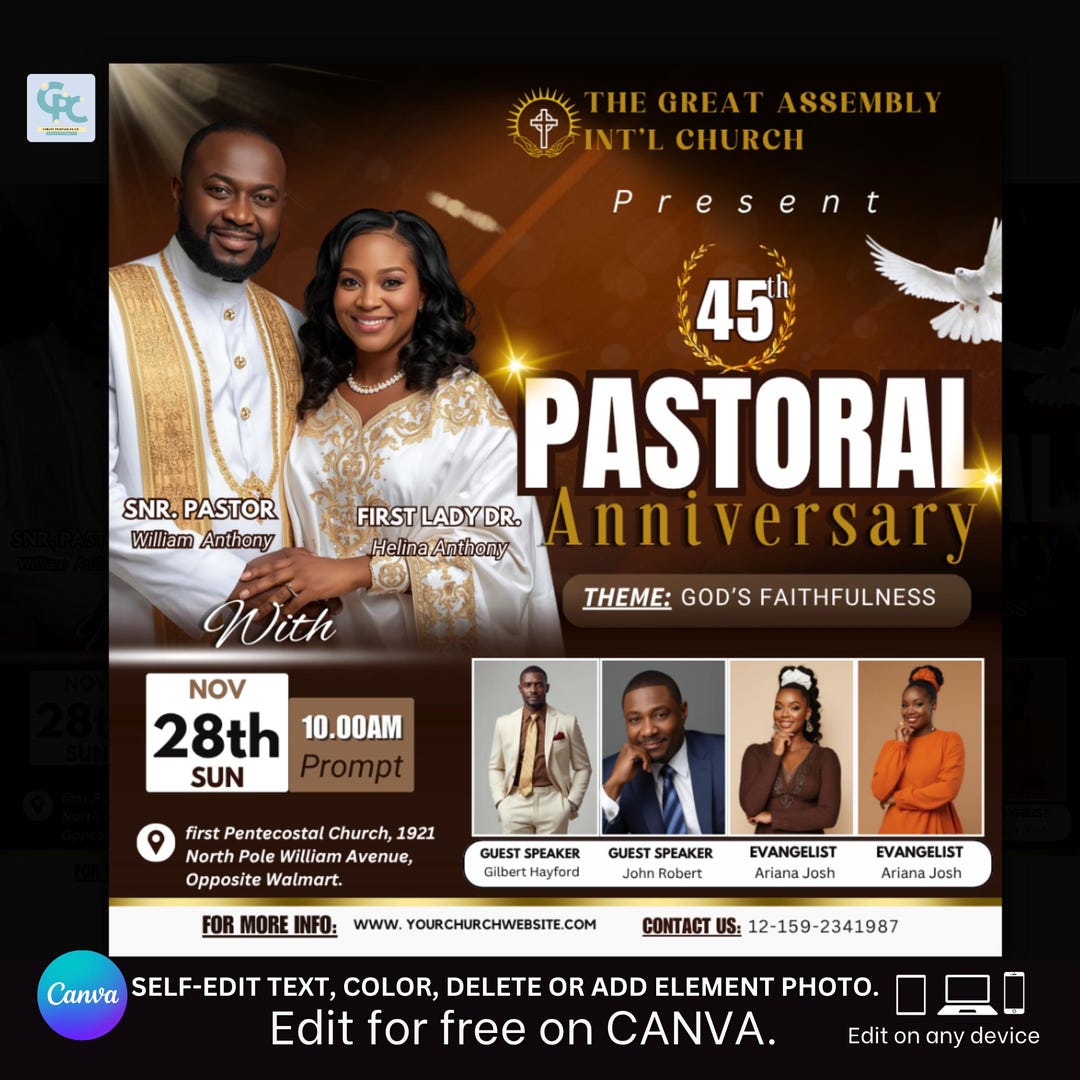 Modelo de Flyer para Aniversário Pastoral - Flyer Marrom para ...