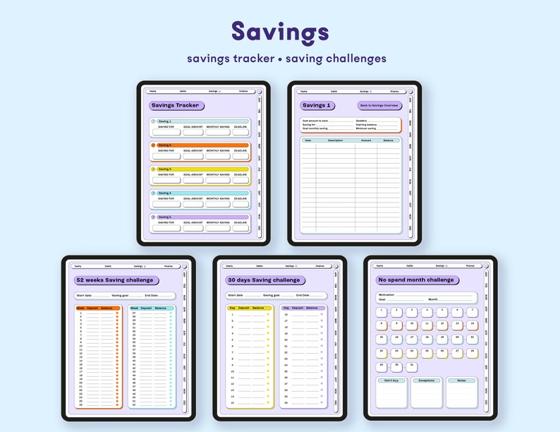 Finance Digital Planner Budget Planner Portrait Finance Etsy