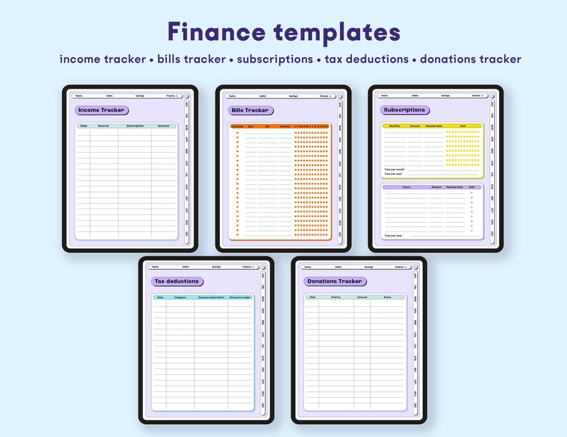 Finance Digital Planner Budget Planner Portrait Finance Etsy