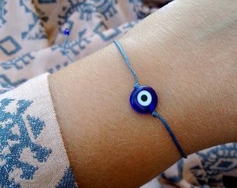 Blue Evil eye bracelet Evil eye jewelry Evil eye gift Greek evil eye Mati Nazar bracelet Turkish eye Mal de ojo Protection string bracelet