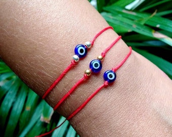 Red String Evil Eye Bracelet: Adjustable , Protection jewelry gift