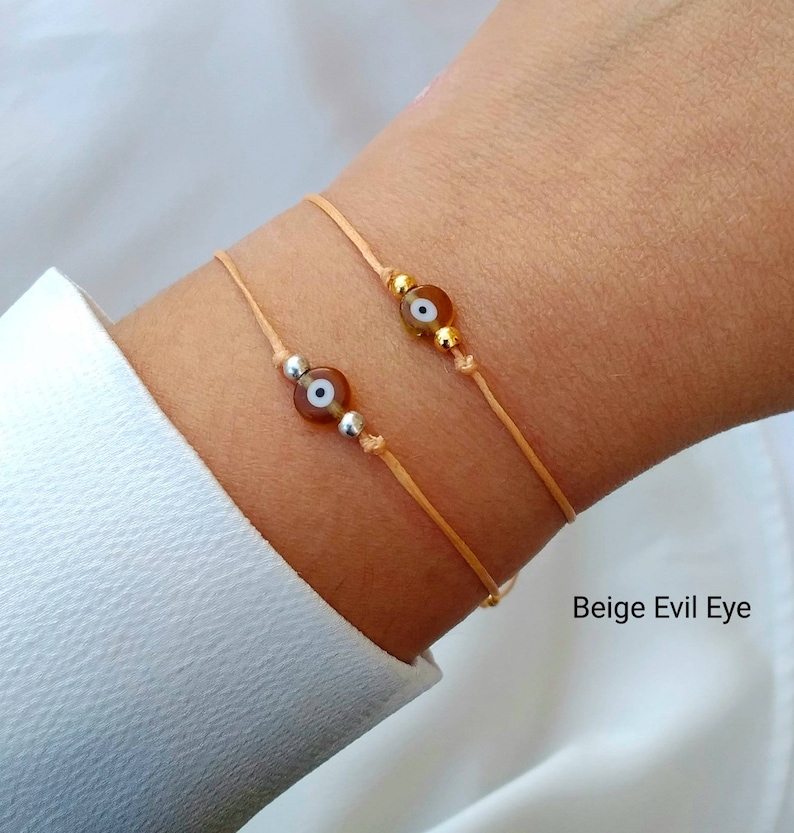 Dainty Evil eye bracelet Handmade Evil eye jewelry gift Protection string bracelet Good luck gift Nazar Turkish eye Greek mati Ojo bracelet zdjęcie 6