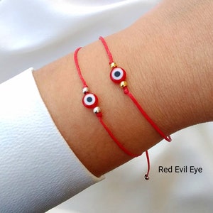 Dainty Evil eye bracelet Handmade Evil eye jewelry gift Protection string bracelet Good luck gift Nazar Turkish eye Greek mati Ojo bracelet zdjęcie 3