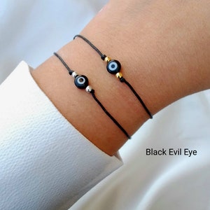 Dainty Evil eye bracelet Handmade Evil eye jewelry gift Protection string bracelet Good luck gift Nazar Turkish eye Greek mati Ojo bracelet zdjęcie 2