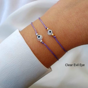 Dainty Evil eye bracelet Handmade Evil eye jewelry gift Protection string bracelet Good luck gift Nazar Turkish eye Greek mati Ojo bracelet zdjęcie 4