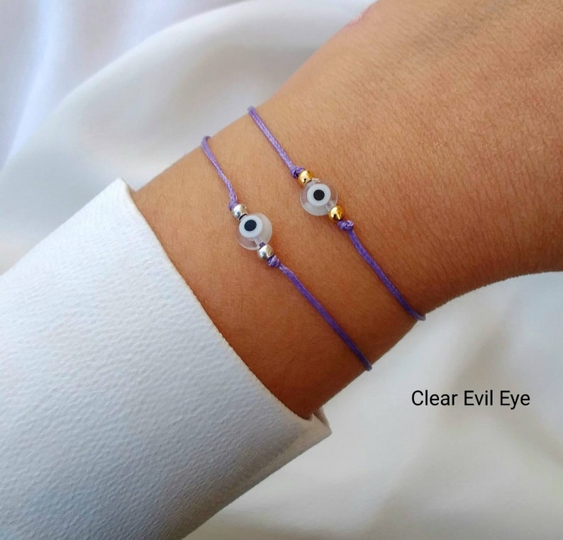 Dainty Evil eye bracelet Handmade Evil eye jewelry gift Protection string bracelet Good luck gift Nazar Turkish eye Greek mati Ojo bracelet zdjęcie 4