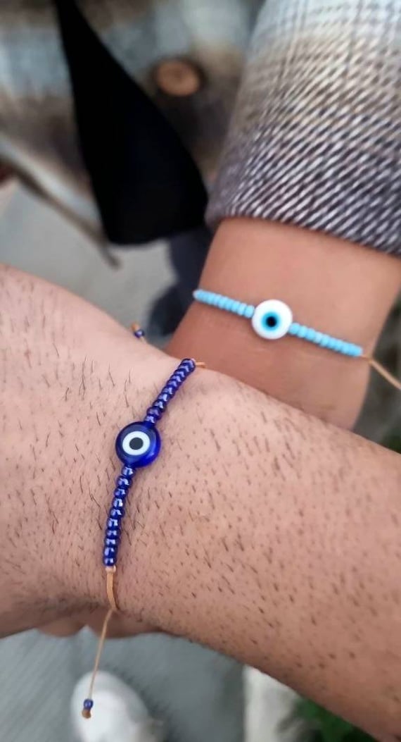 Set of 2 Evil Eye Bracelet Couple Bracelet Handmade Friendship