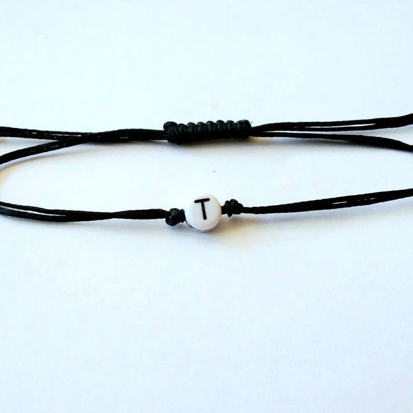 Benutzerdefinierte Initial Armband Perlenarmband personalisierte Buchstabe Armband Minimalist Name Armband Paare Geschenk Freundschaft schwarzes String Armband