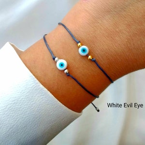 Dainty Evil eye bracelet Handmade Evil eye jewelry gift Protection string bracelet Good luck gift Nazar Turkish eye Greek mati Ojo bracelet zdjęcie 8