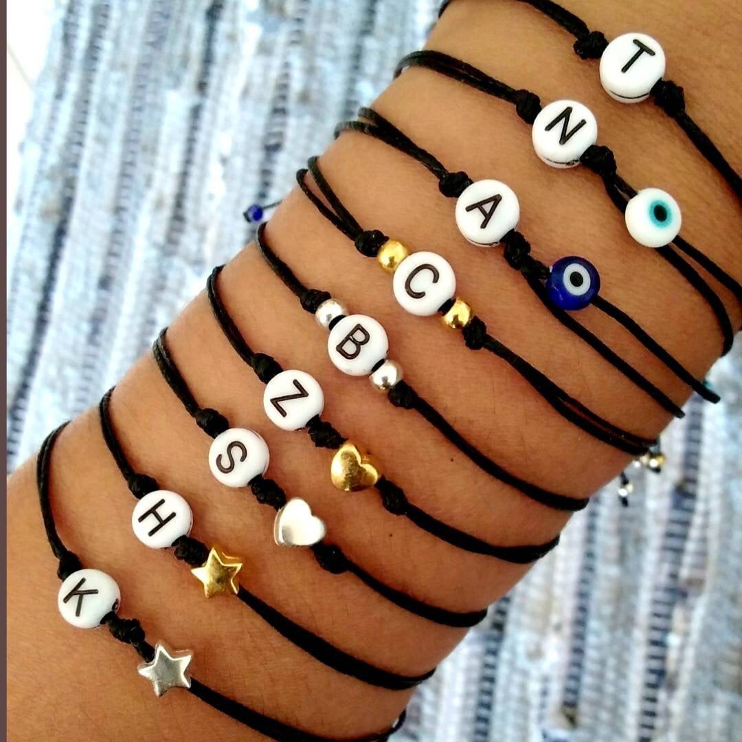 Alphabet Initial Bracelets String Charm Initial Bracelets: Leather