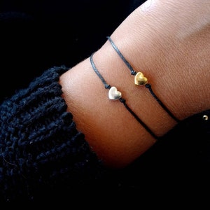 Zartes Herz Armband Frauen Geschenk Zierliches Herz Schmuck Geschenk für sie Wunscharmband Freundschaft Perlenarmband Verstellbar Liebesgeschenk Paare Geschenk