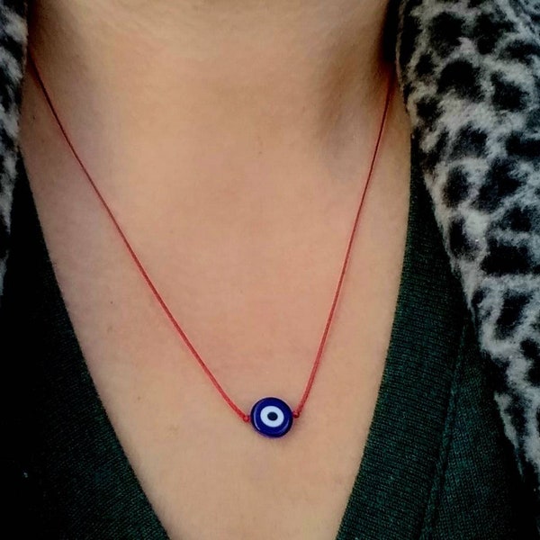 Evil eye necklace Greek Evil eye pendant Turkish Evil eye choker Nazar necklace Protection adjustable red string necklace Good luck gift