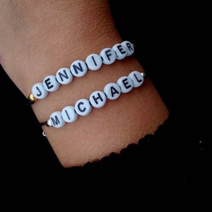 Pulsera con nombre personalizada Joyas con nombre personalizadas Pulsera con palabras Pulsera con letras Pulsera de la amistad Pulsera de hilo Regalo para pareja Regalo para compañeros de trabajo