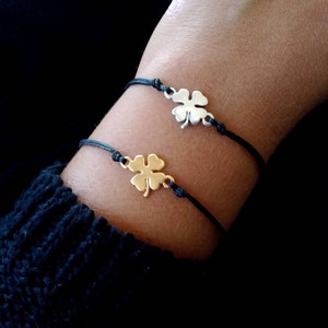 Four leaf clover bracelet Lucky charm bracelet Good luck gift Lucky clover jewelry gift Christmas gift Friendship adjustable string bracelet