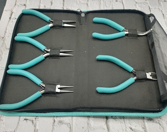Kit de alicates para grabar joyas, kit de herramientas hecho a mano, 5 alicates con bolsa