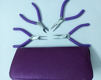 Juego de 4 Kit de Alicates con Estuche Morado