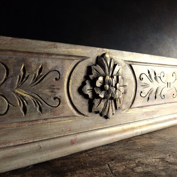 Stunning Antique Carved Wood Pediment. 1930s./ Architectural Salvage./ Carved and Gilded Wood
