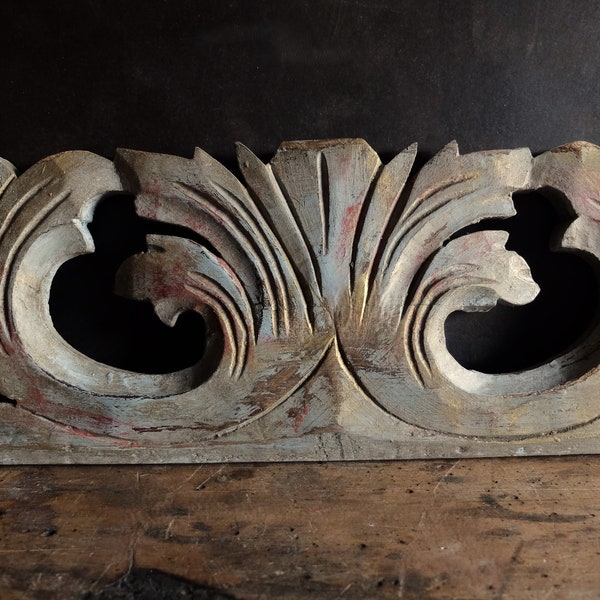 Antique Wooden Pediment/ Architectural Salvage, Hand Carved /Wall Decor, Chateau Decor