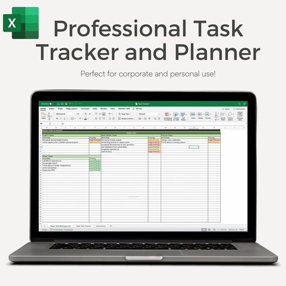 Excel Task Tracker and Planner To-do List Corporate and - Etsy