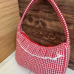 Red Gingham Shoulder Purse