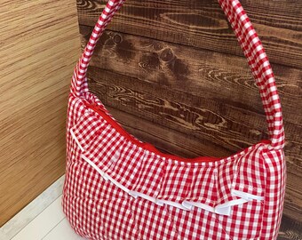 Red Gingham Shoulder Purse