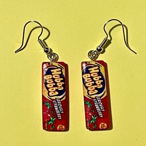 Novelty Hubba Bubba Bubblegum Dangle Earrings