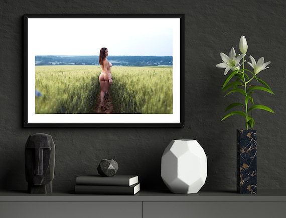 Naked in the Field Erotic A3 A4 Matte Photo Print. Sexy Voyeur - Etsy