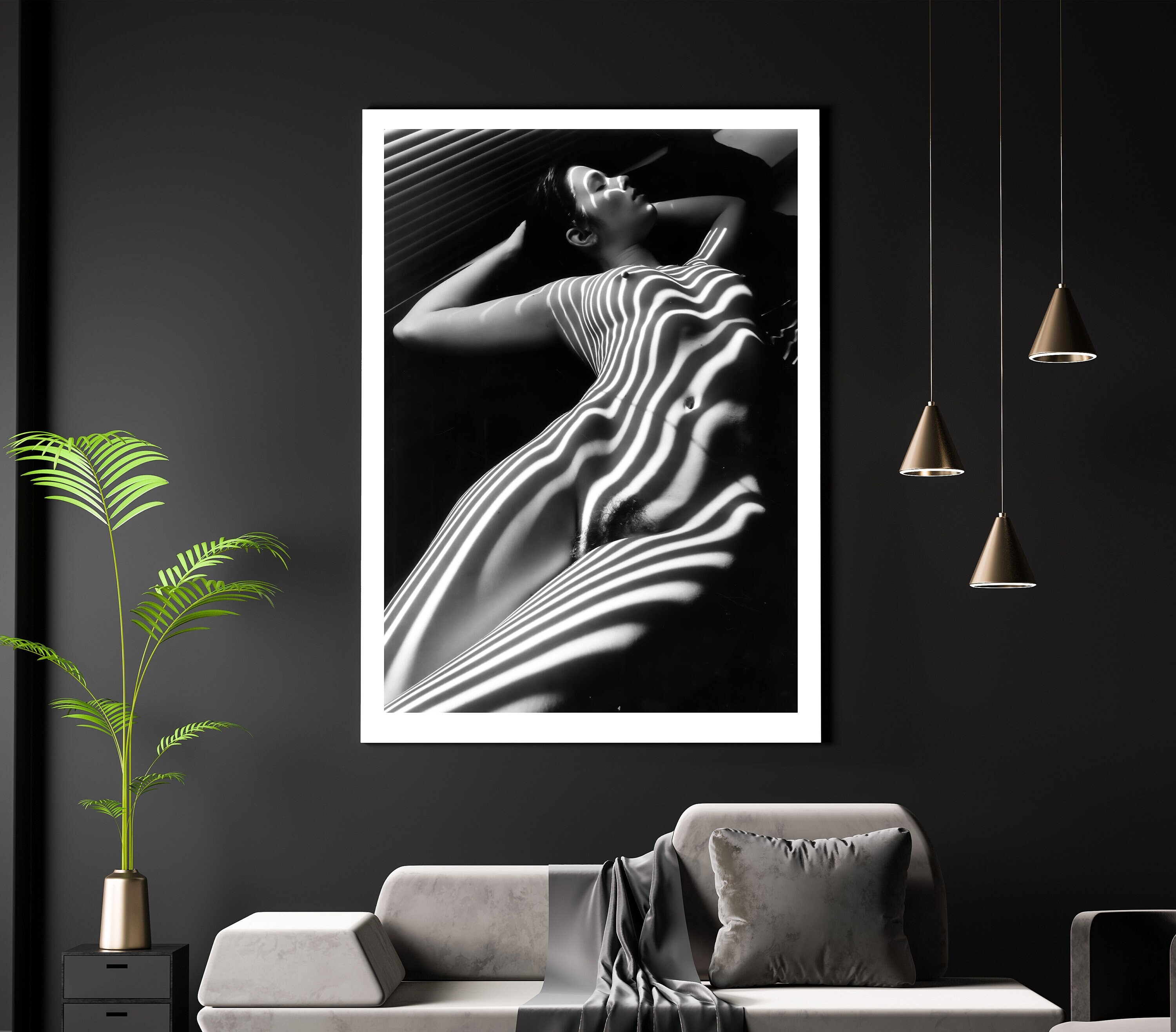 NU ZEBRE Erotic A3 A4 Matte Photo Print. Iconic Nude Black and White