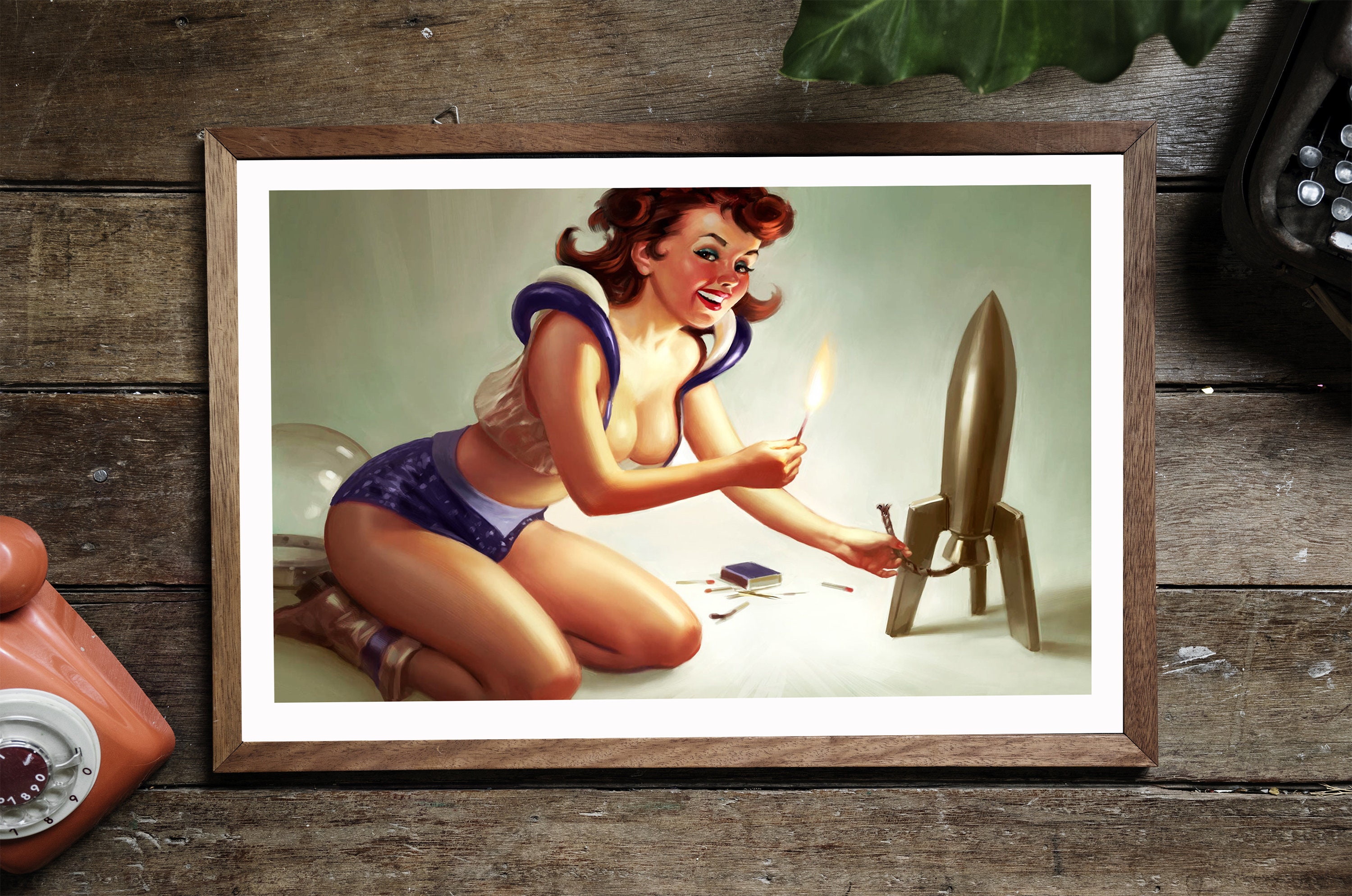 Lighting That Match Pin up Girl Erotic Art Print pic