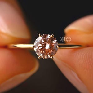 1.00 Ct Pink Round Cut Lab Grown Diamond Ring | Solitaire Engagement Ring | Lab Created Pink Diamond Jewelry | Promise Ring for Her..