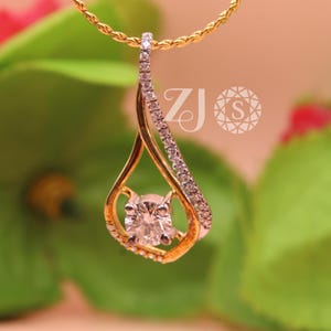 Round Solitaire Diamond Pendant Lab Grown Diamond Certified | Round Engagement Pendant , Round Solitaire Pendant 14k Solid Gold