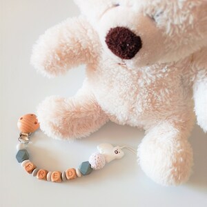Personalized pacifier attachment / first name / baby toy birth gift , bear model