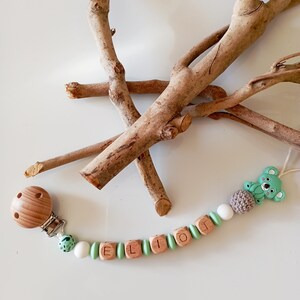 Personalized pacifier attachment / first name / baby toy birth gift , koala model
