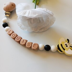 Personalized pacifier attachment / first name / baby toy birth gift , Bee model