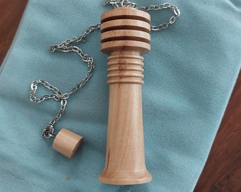 Djed pendulum for dowsing handmade in olive wood with steel chain or waxed cord and olive pin
