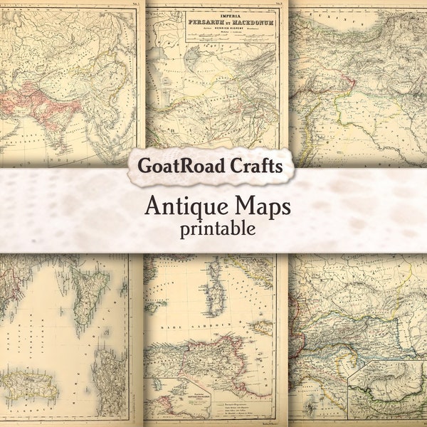 Antique Maps - Printable Papers for Junk Journals, Digital Download, GoatRoad Crafts