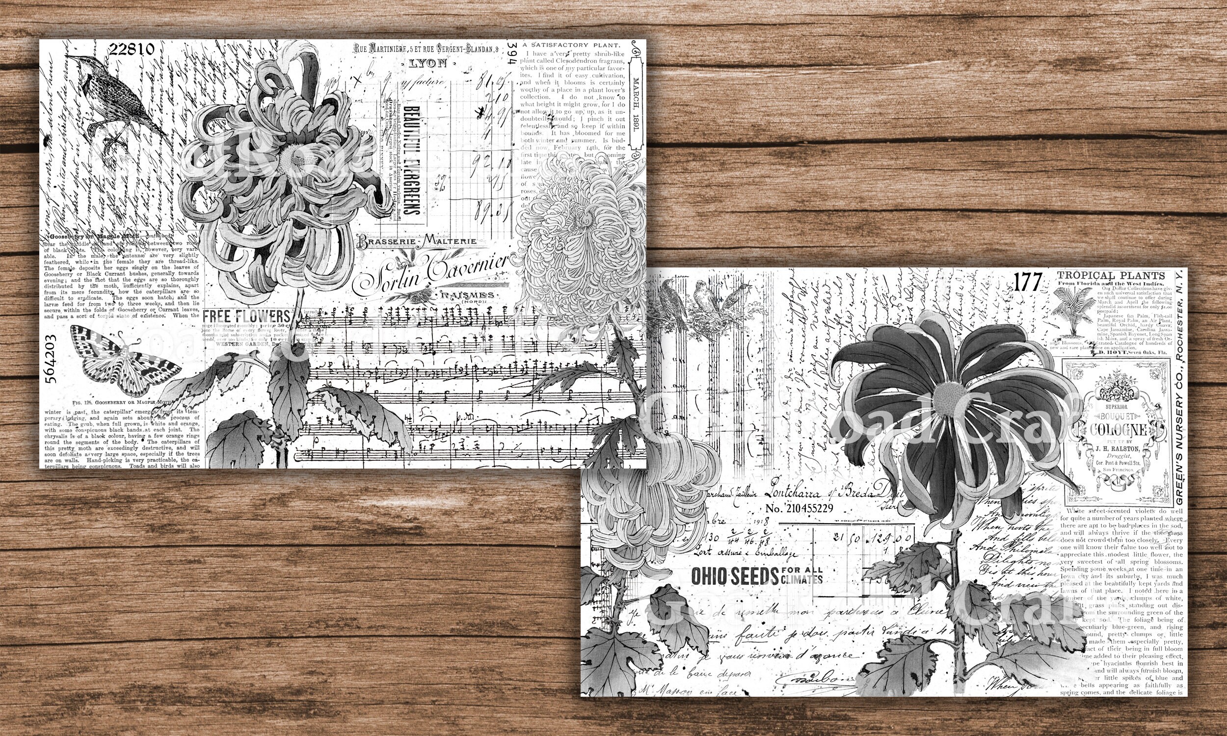Black &amp; White Collage Papers - Vol. 1. Printable Paper Collection for ...