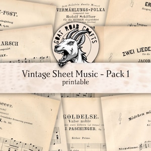 Partituras Vintage - Pack 1. Efímera para revistas basura. Descarga digital. CabraArtesanías De Carretera