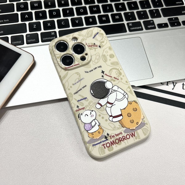 Cute Astronaut iPhone 14 Phone Case - High-Quality and Scratch-Resistant Graphic Cover for iPhone 14 13 12 11 Pro Max