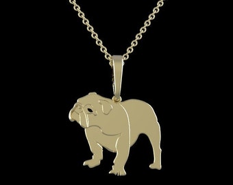 Collana Bulldog Inglese In Argento 925 | Ciondolo Con Cuore | Gioiello Per Amanti Dei Cani