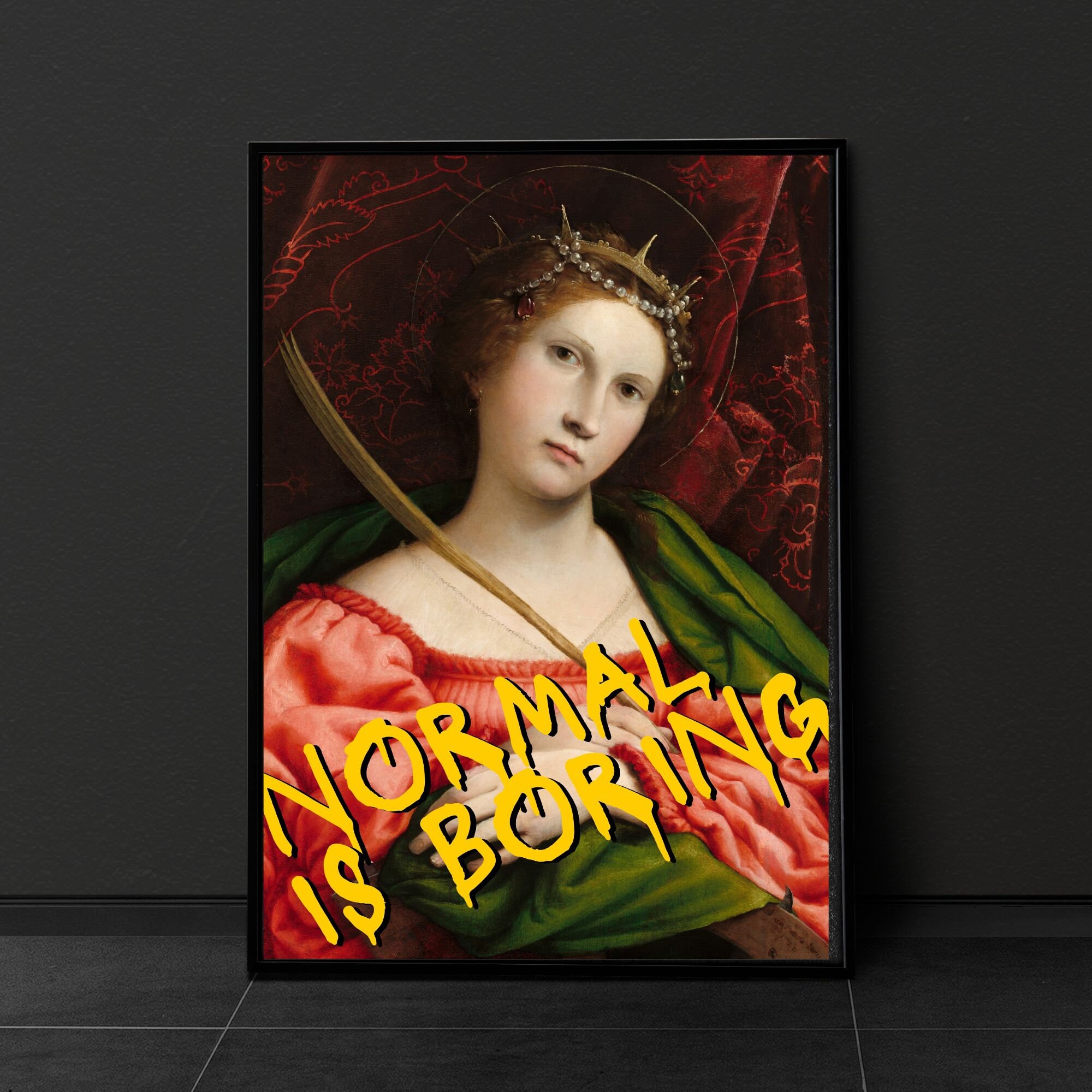 Normal Is Boring Quote, Alter Art Print, Vintage Prints, Dark Decor, Dark academia, Gallery Wall Art, Moody Prints, Oil Painting Prints
