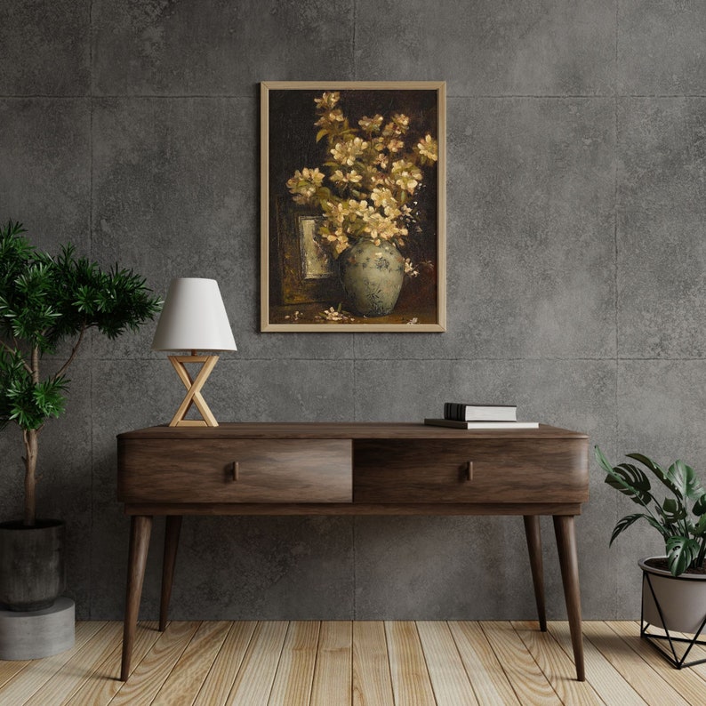 Vintage Flower Print Dark Floral Still Life Oil Painting Dark Academia Décor Moody Wall Art Vintage Floral Print Vintage Art Victorian Art bild 8