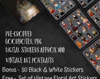 Pre-Cropped Goodnotes PNG Digital Planner Sticker Book Bundle for Digital Planning iPad Notability Journal Stickers Vintage Art Stickers PNG