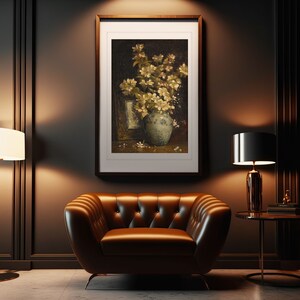 Vintage Flower Print Dark Floral Still Life Oil Painting Dark Academia Décor Moody Wall Art Vintage Floral Print Vintage Art Victorian Art bild 7